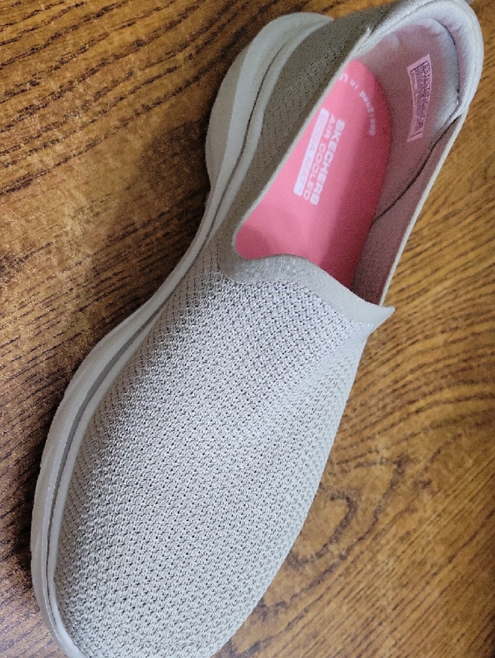 Skechers Slip-On Knit Mules in Light Beige with Pink Insole - Picture 3 of 4